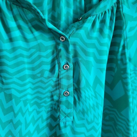 Banana Republic Sheer Pattern Jade Green Blouse Size Small - Picture 7 of 15